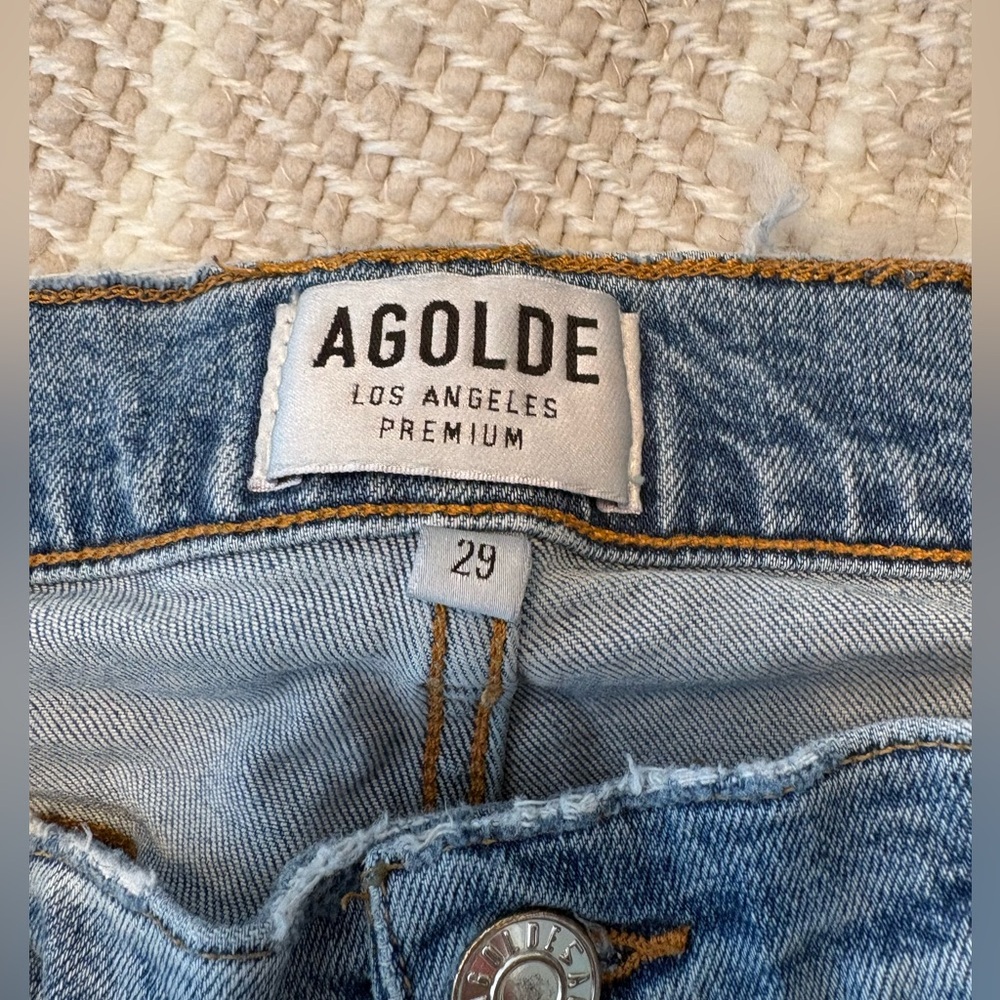 AGOLDE Women’s Size 29 Cropped Jeans High Rise Straight Raw Hem Denim 25” Inseam - Picture 3 of 4